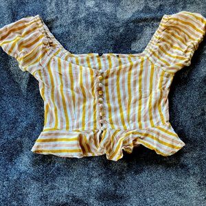 Striped Cropped Button up shirt